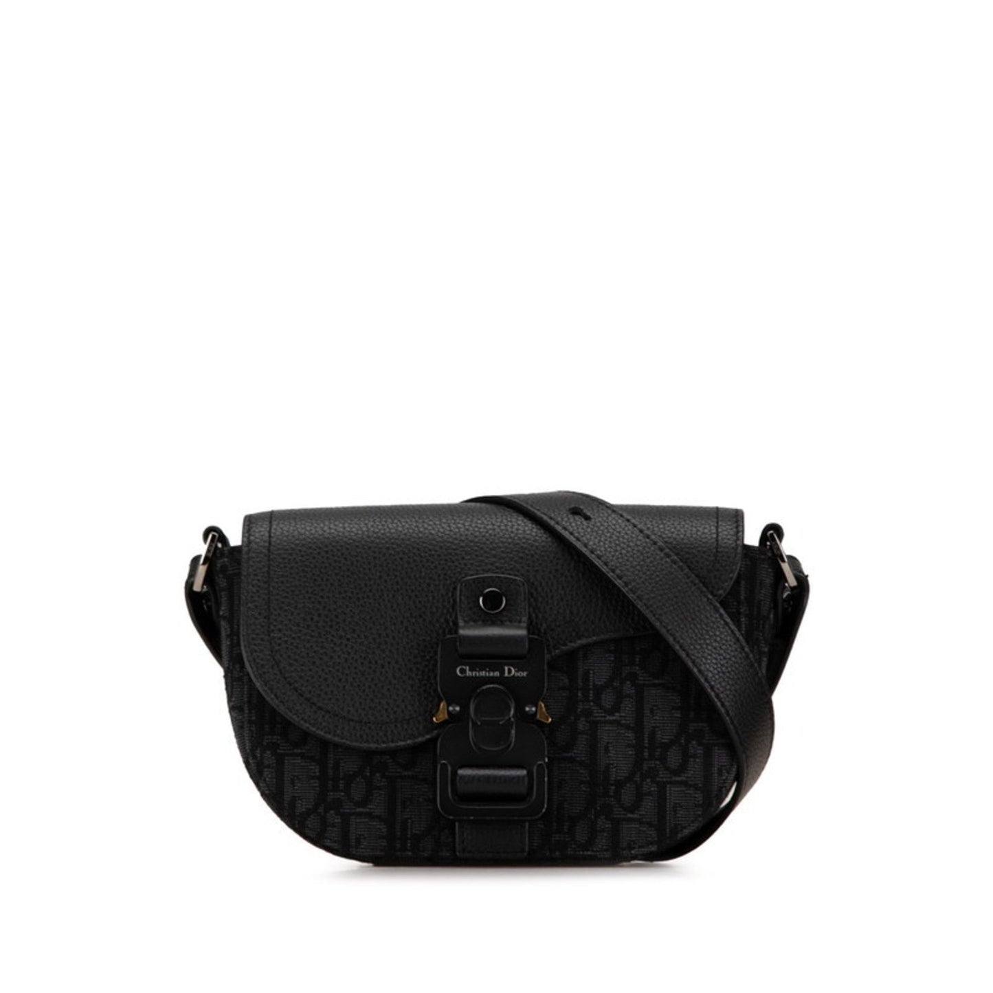 Dior Handbag Christian Shoulder Bag Leather Canvas Black Leather Shoulder Bag