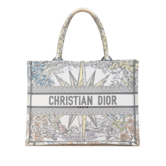 Dior Handbag Christian Multi-Color Jacquard Tote Bag White Multicolor