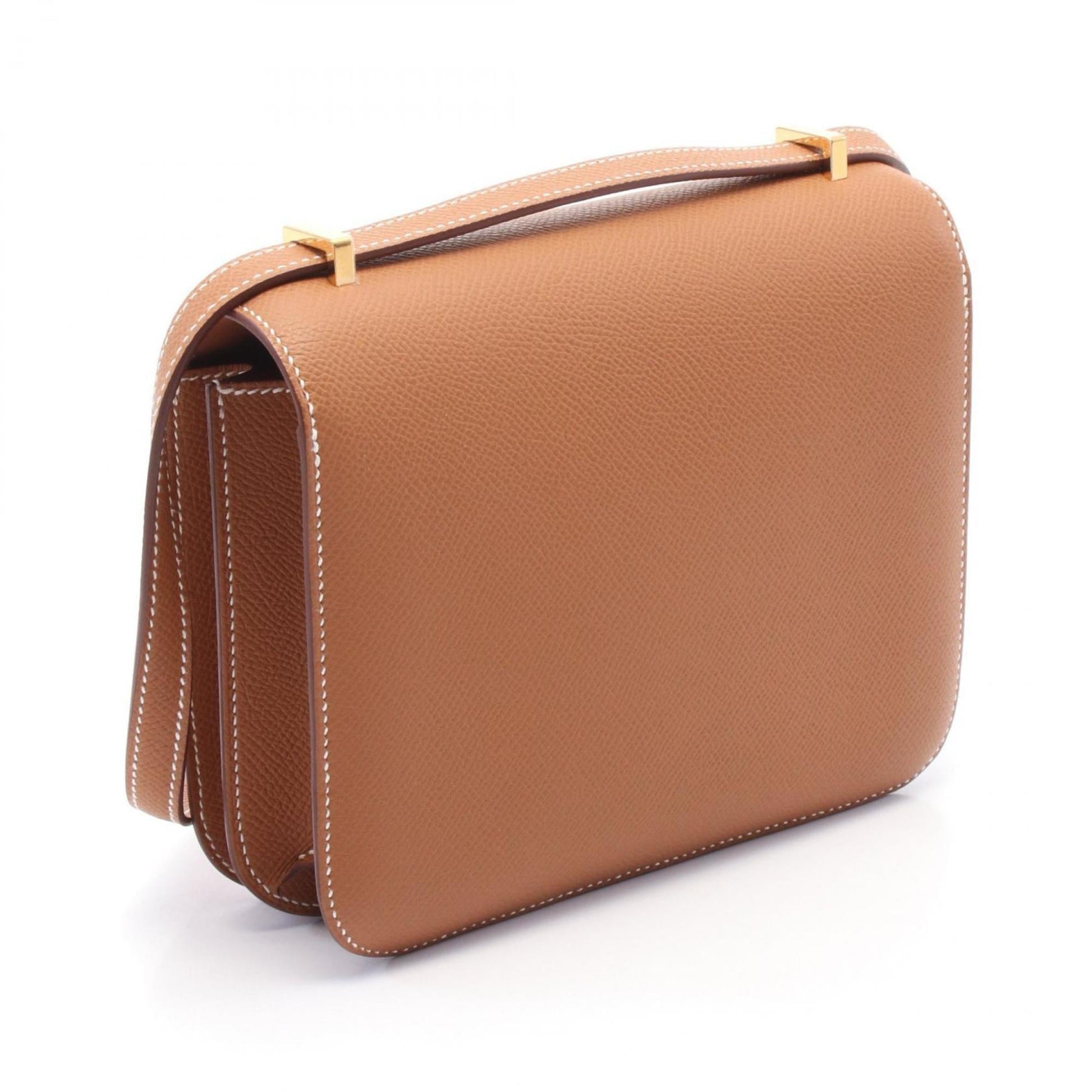 Hermes Epsom Shoulder Bag Leather Brown Gold Shoulder Bag 1