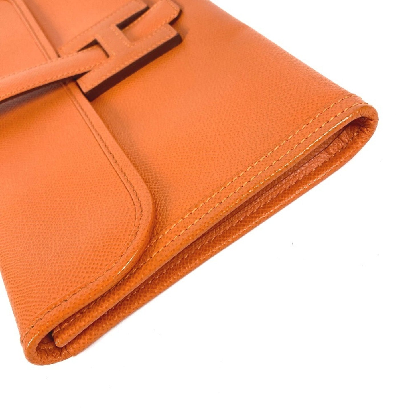 Hermes Jige Epsom Clutch Bag Leather Orange