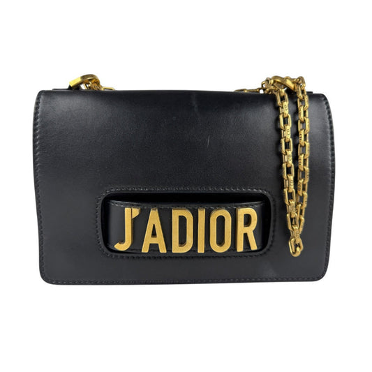Dior Handbag Christian Shoulder Bag Leather Metal Black