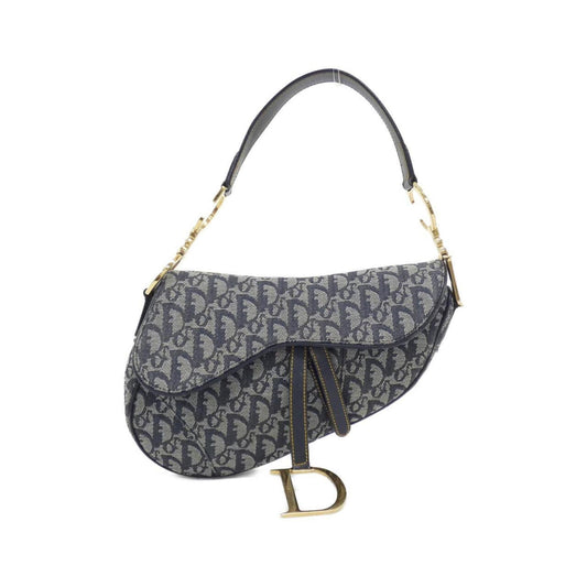 Dior Handbag Christian Shoulder Bag Canvas Blue