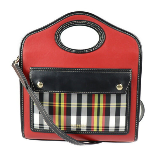 Burberry Multi Color Color Handbag Shoulder Bag Leather Canvas Nylon