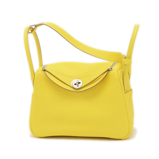 Hermes Lime Taurillon Clemence Shoulder Bag Leather