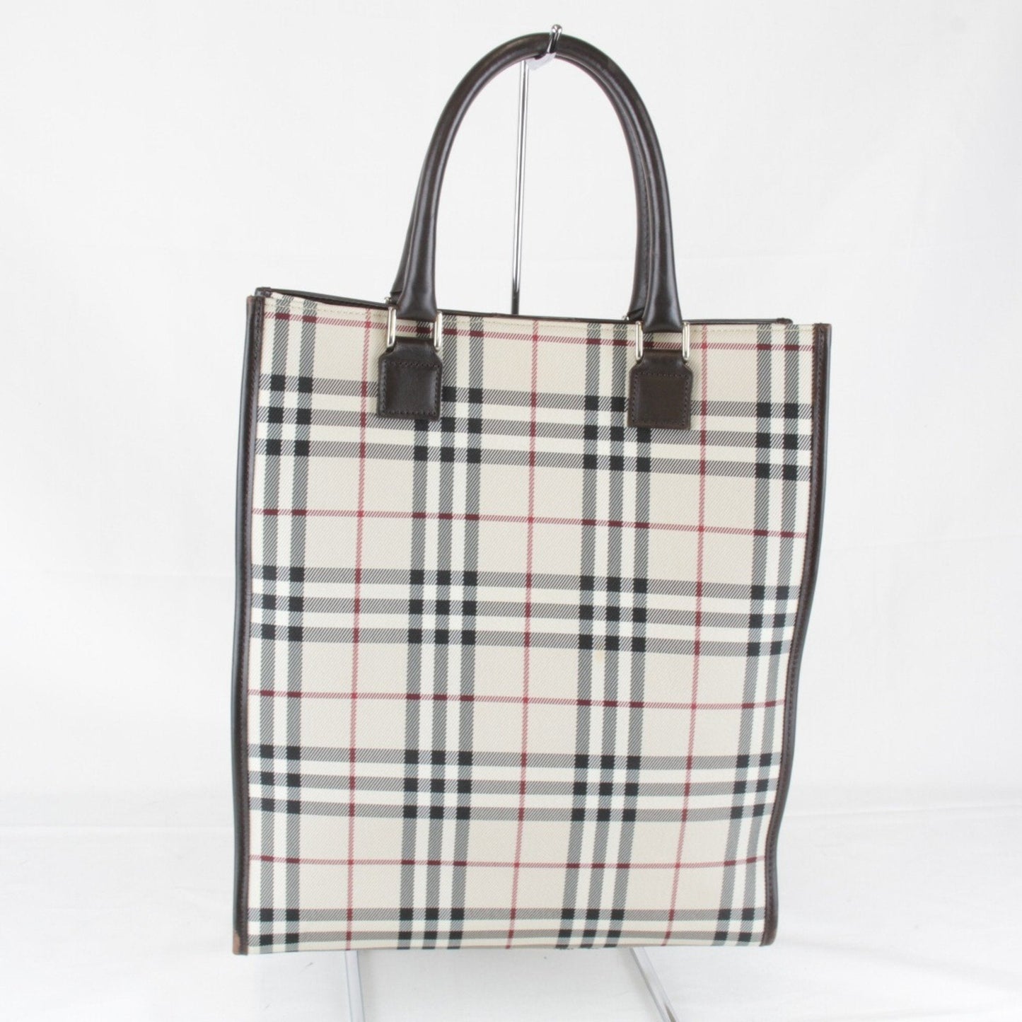Burberry Tote Bag Leather Canvas Beige