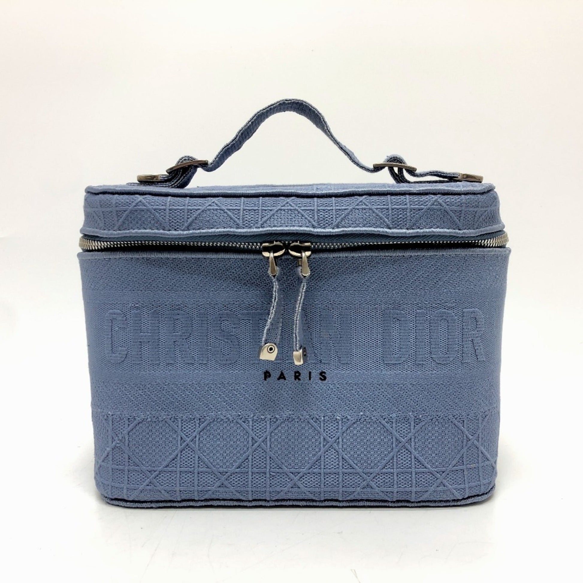 Dior Handbag Christian Vanity Bag Canvas Blue