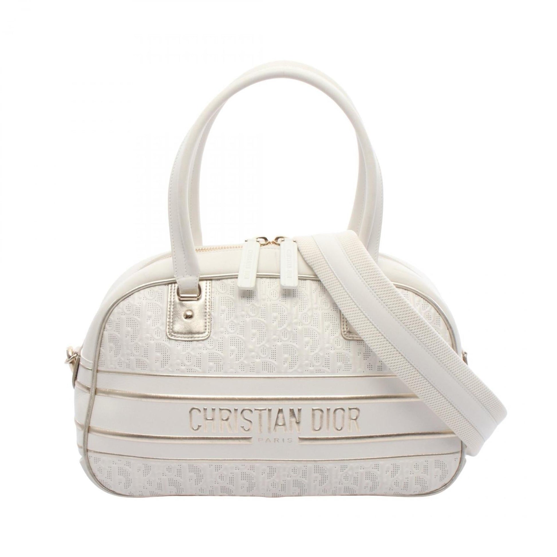 Dior Handbag Christian Leather White Gold