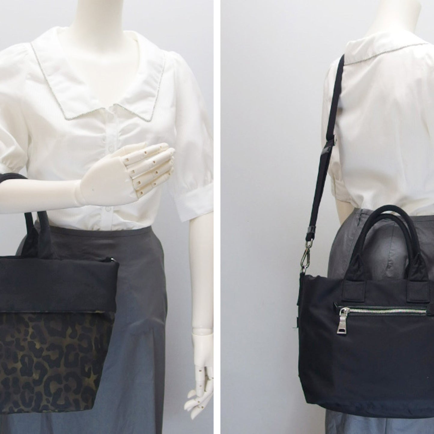 Prada 2Way Bag Reversible Leopard Nylon Black Travel Bag