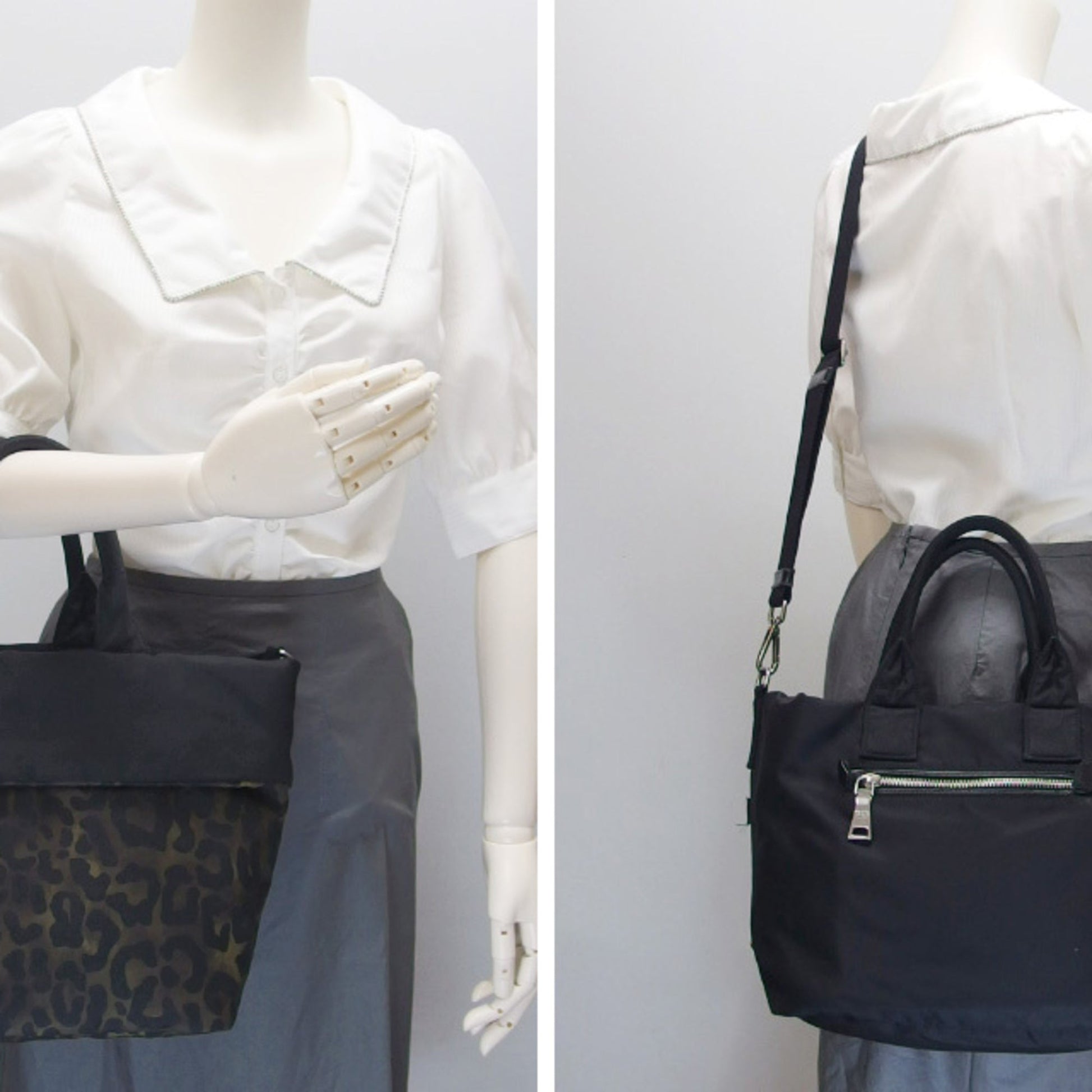 Prada 2Way Bag Reversible Leopard Nylon Black Travel Bag