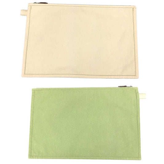 Hermes Lime Cotton Clutch Bag Pouch Canvas Green Cream