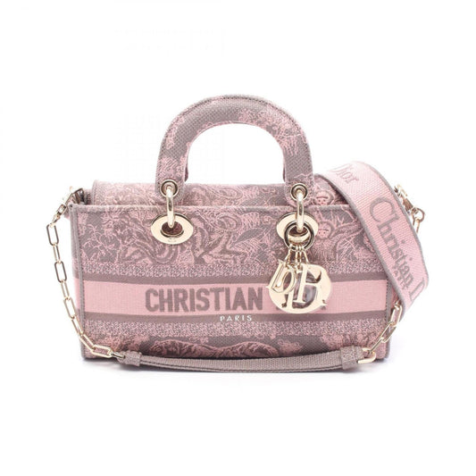 Dior Handbag Christian Canvas Pink Gray