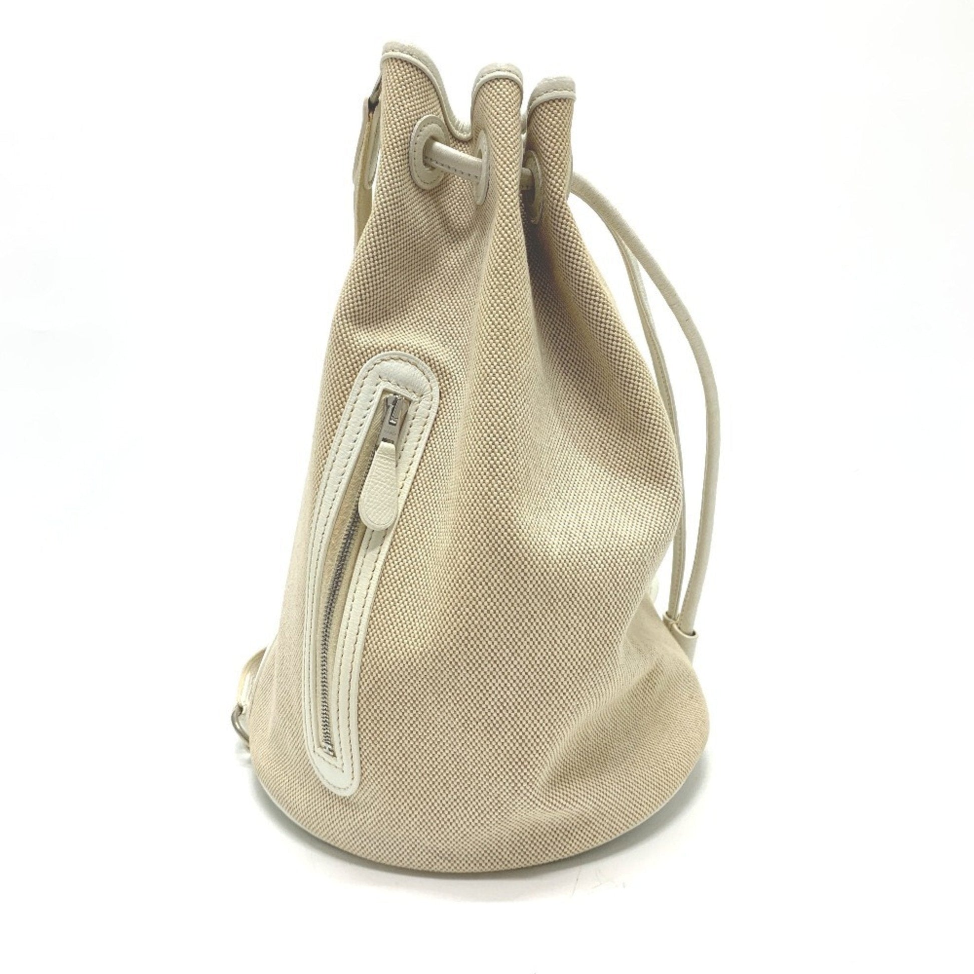 Hermes Ivory Toile Officier Shoulder Bag Leather