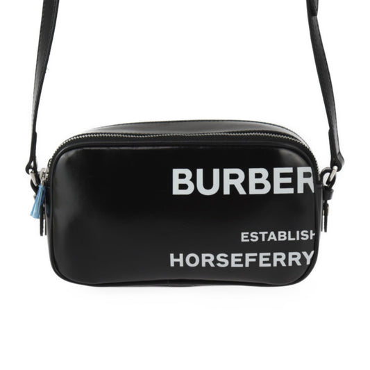 Burberry Coated Pochette Pouch Shoulder Bag Leather Canvas Black