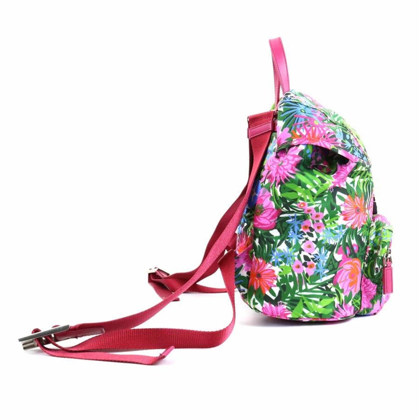 Prada Backpack Flower Botanical Women Nylon Pink Multicolor