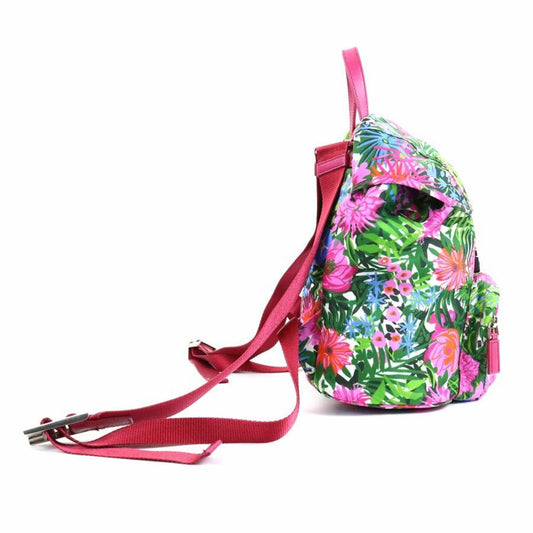 Prada Backpack Flower Botanical Women Nylon Pink Multicolor