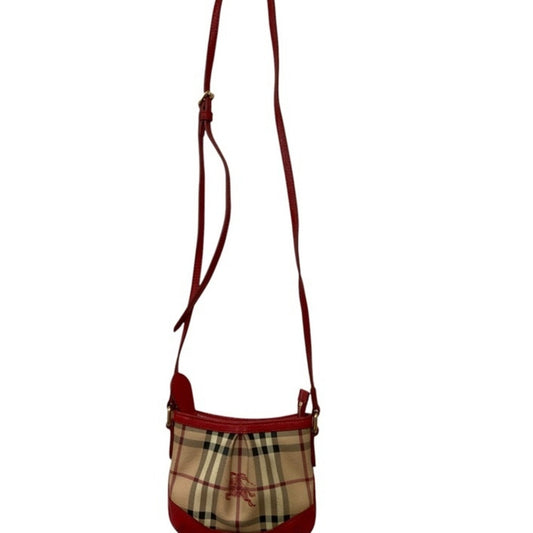 Burberry Color Pvc Shoulder Bag Leather Beige Red