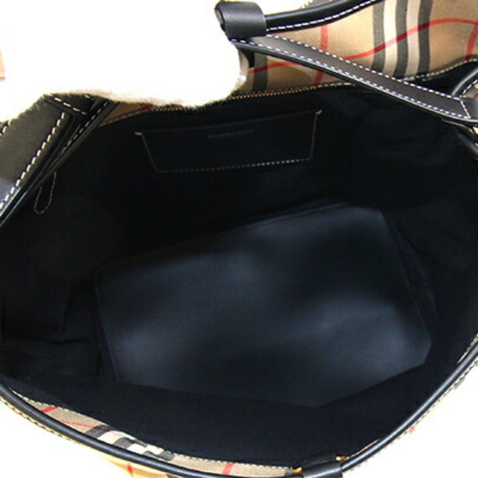 Burberry Shoulder Bag Leather Canvas Black