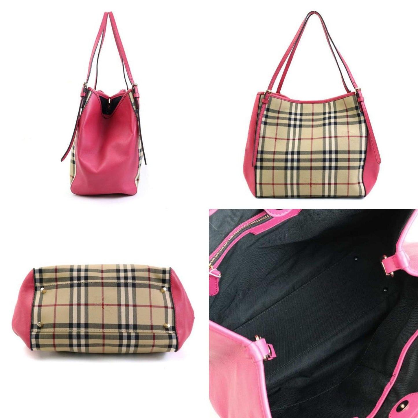Burberry Shoulder Bag Leather Canvas Nylon
