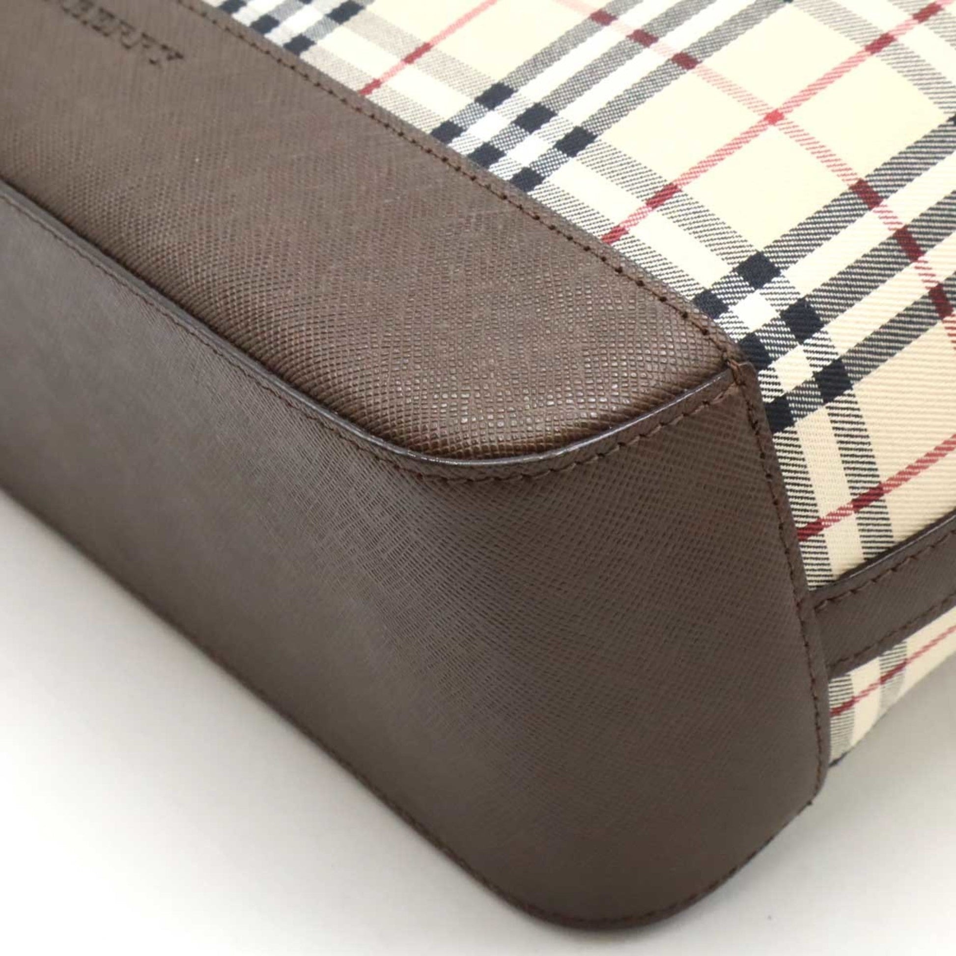 Burberry Bordeaux Shoulder Bag Tote Bag Leather Canvas Black