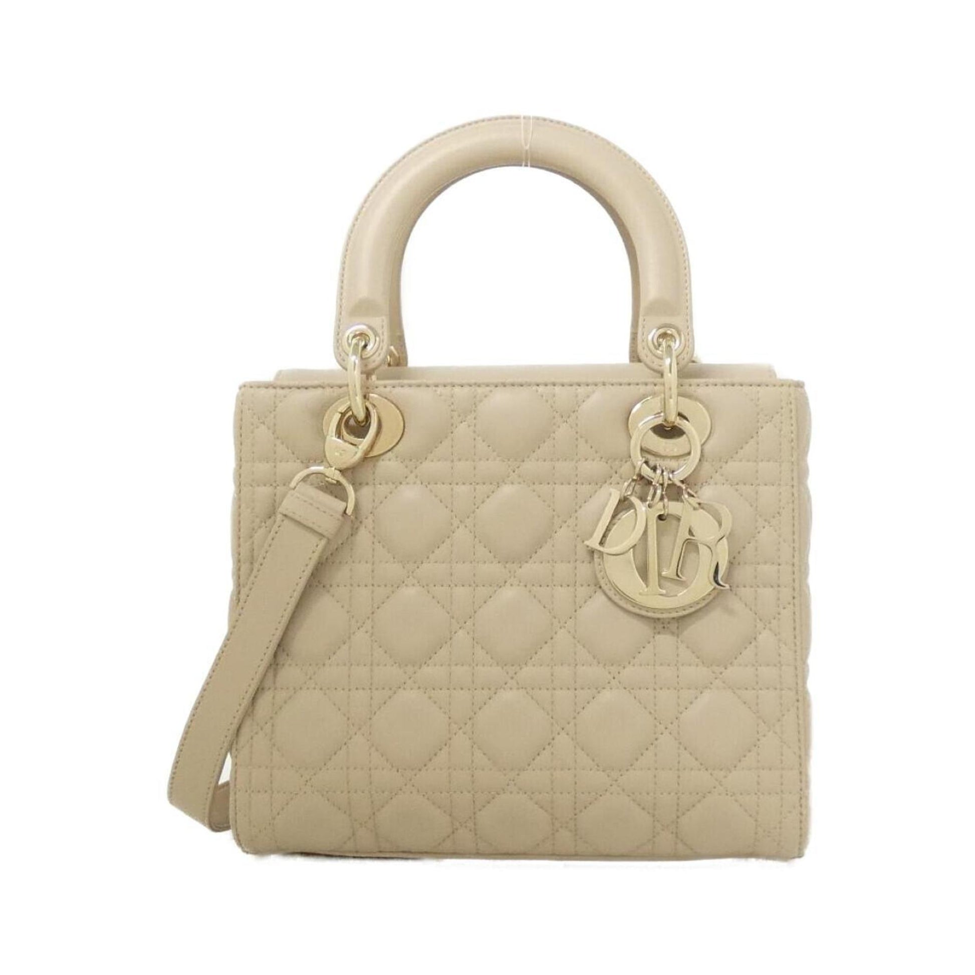 Dior Handbag Christian 3 Leather Beige