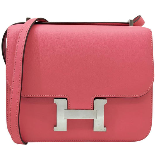 Hermes Rose Azalee Evercalf Shoulder Bag Leather Pink