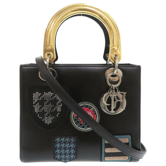 Dior Handbag Christian Multi-Color Shoulder Bag Leather Black Multicolor