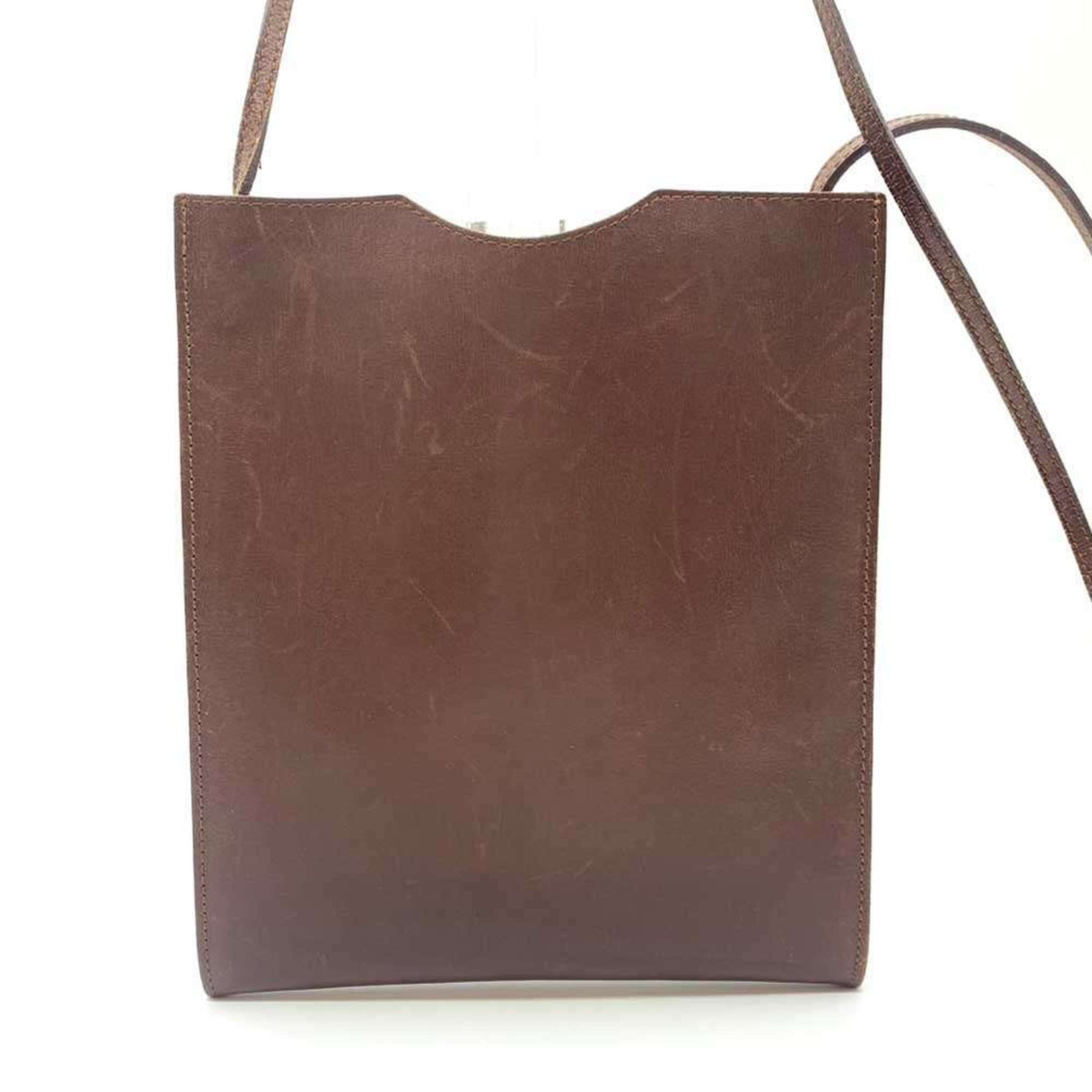 Hermes Box Calf Pochette Shoulder Bag Leather Brown Shoulder Bag