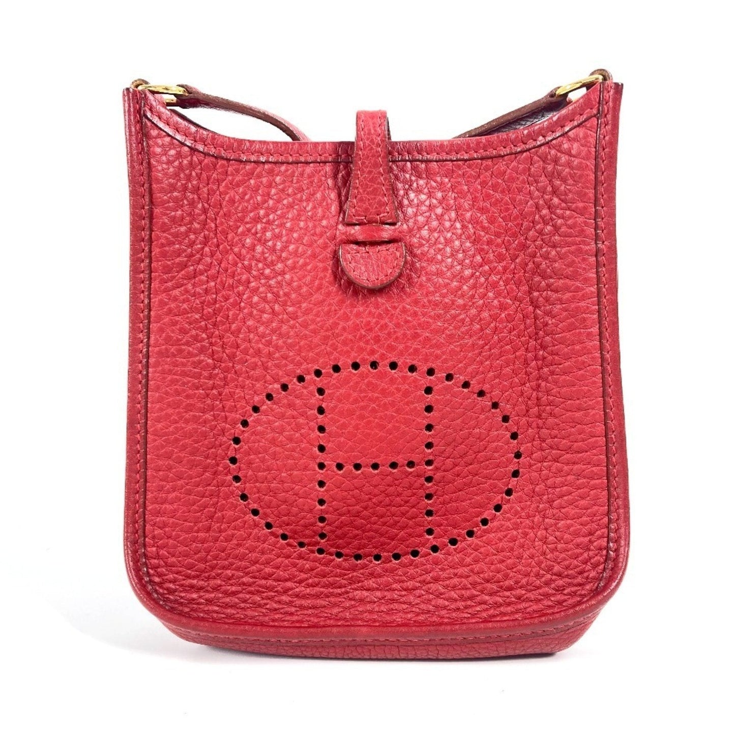 Hermes Color Rouge Taurillon Clemence Pochette Shoulder Bag Leather Red
