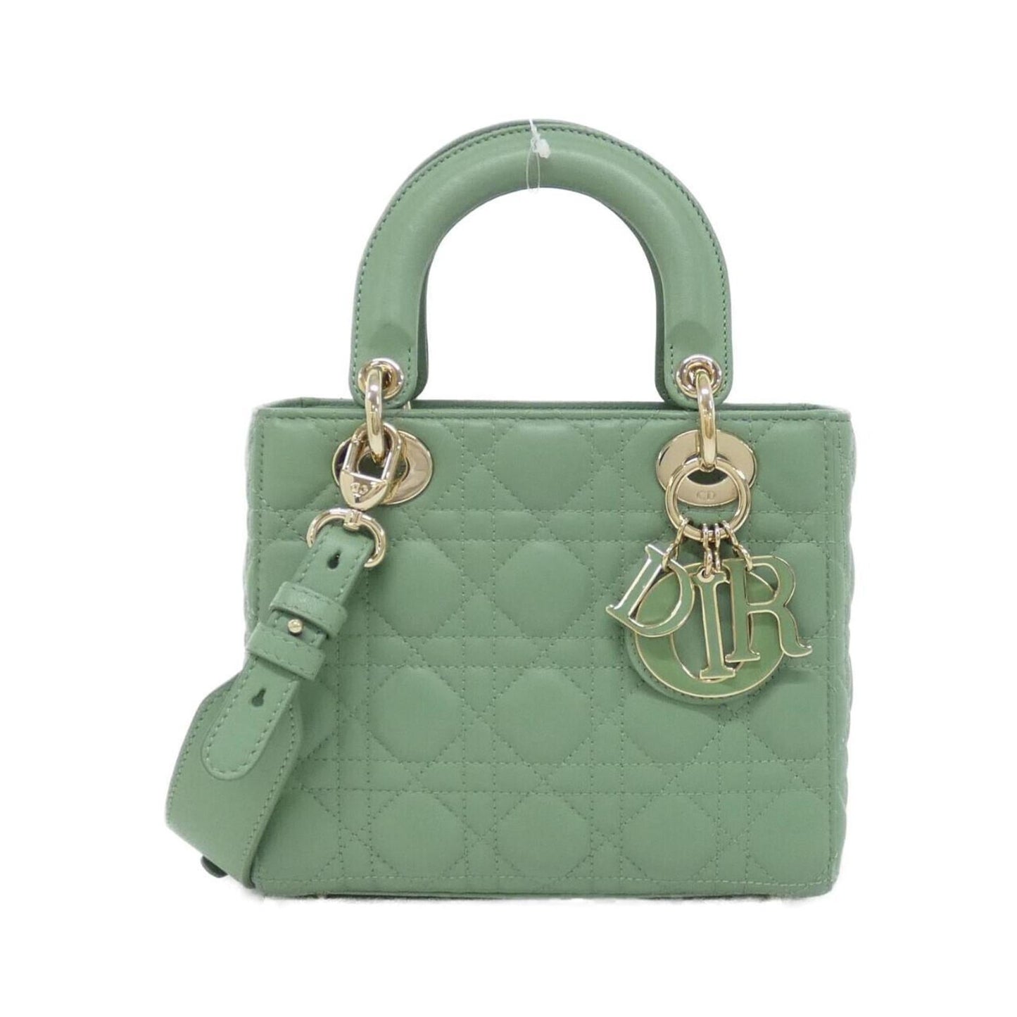 Dior Handbag Christian Lady Leather Green