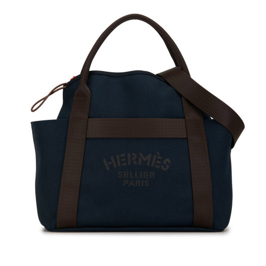 Hermes Handbag Shoulder Bag Tote Bag Leather Canvas Brown