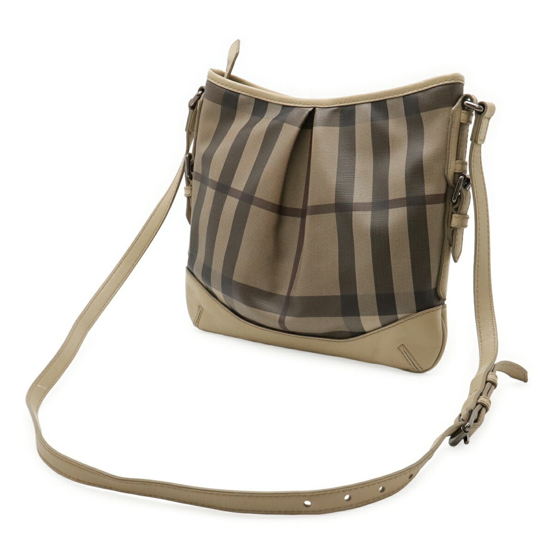 Burberry Grayish Multi Color Pvc Shoulder Bag Leather