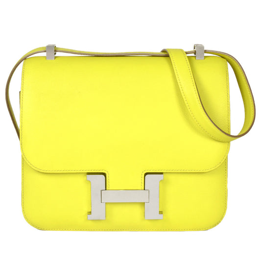 Hermes Constance Lime Lime Evercalf Shoulder Bag Leather Yellow