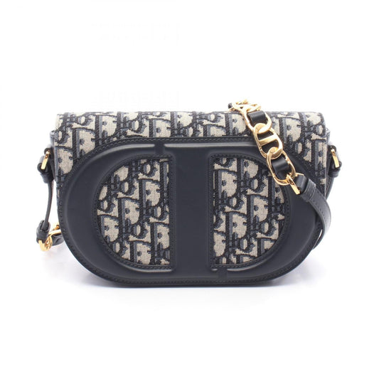 Dior Handbag Christian Shoulder Bag Leather Canvas Beige Leather Shoulder Bag