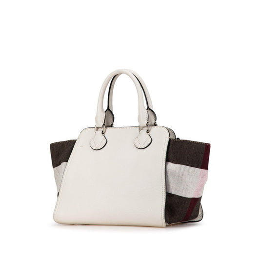 Burberry Color Handbag Tote Bag Leather Canvas Black