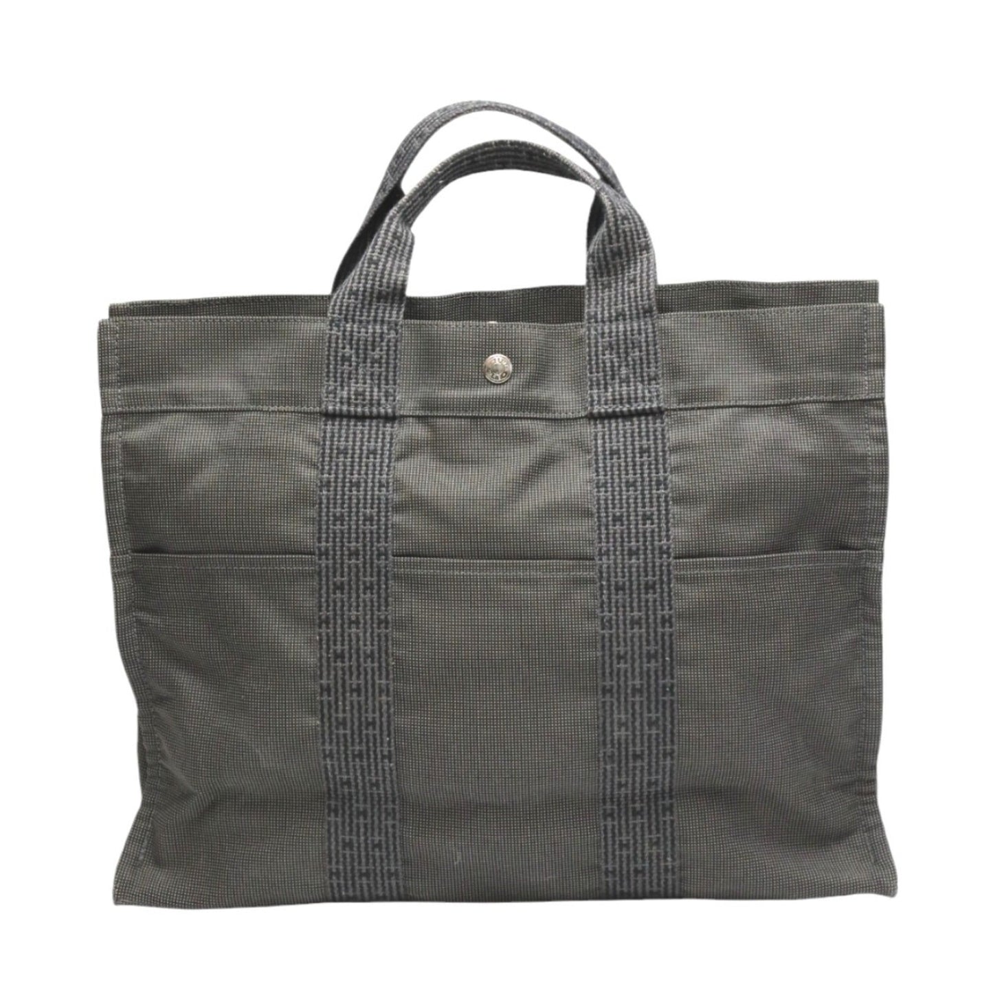 Hermes Her Line Tote Bag Canvas Gray Tote Bag 23