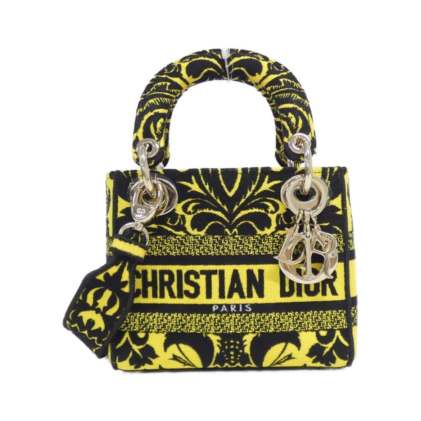 Dior Handbag Christian Canvas Yellow