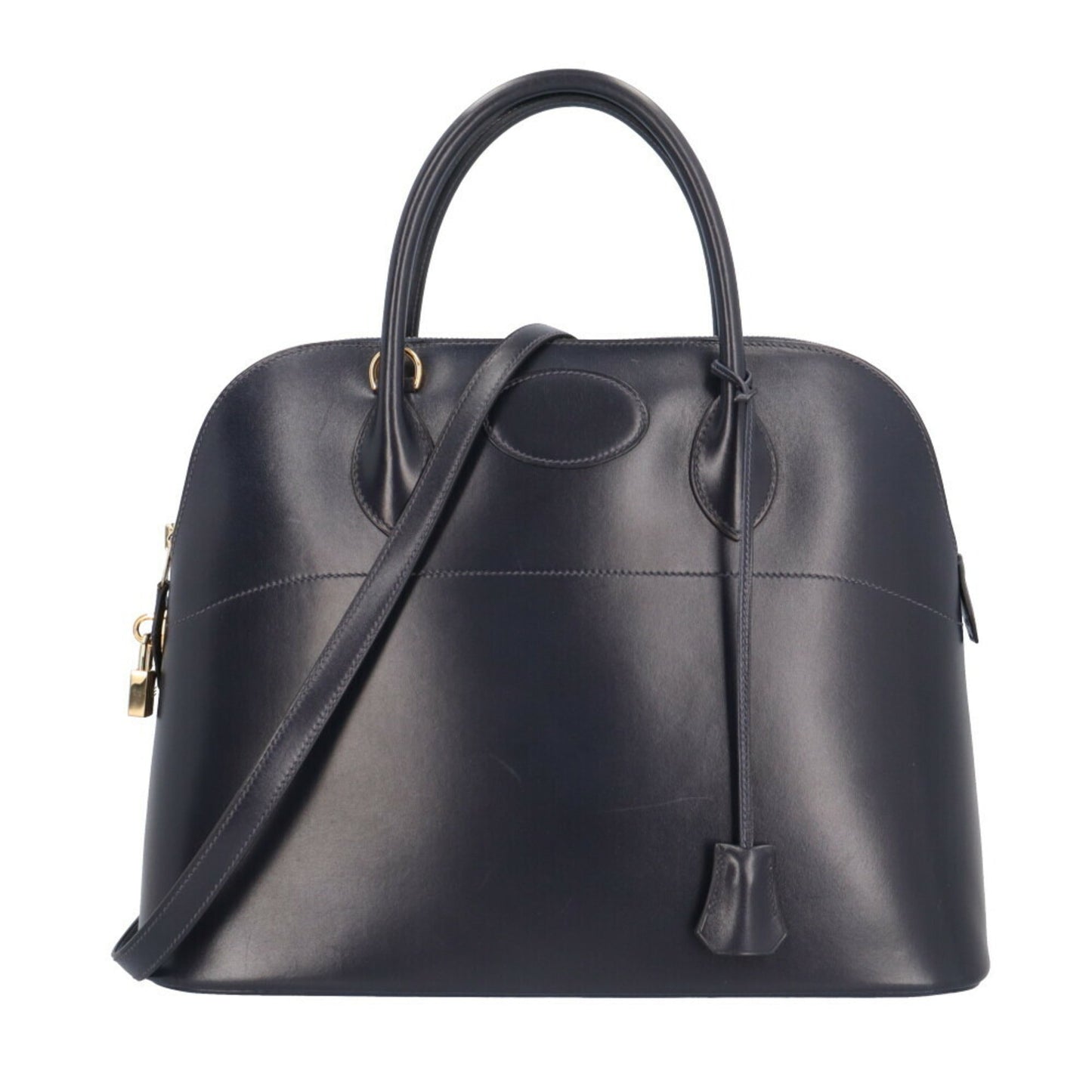 Hermes Bolide Navy Box Calf Shoulder Bag Leather