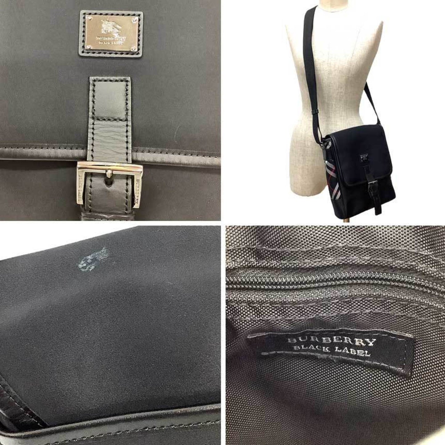 Burberry Shoulder Bag Leather Nylon Black Shoulder Bag 8