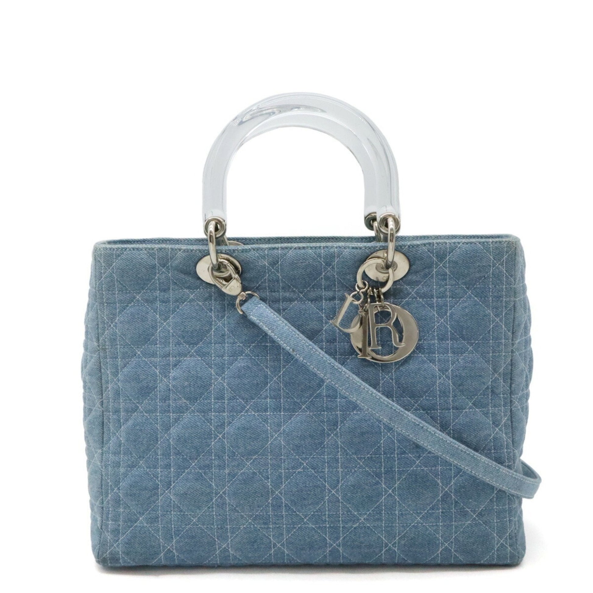 Dior Handbag Christian Clear Light Plastic Shoulder Bag 2 Denim Blue Multicolor
