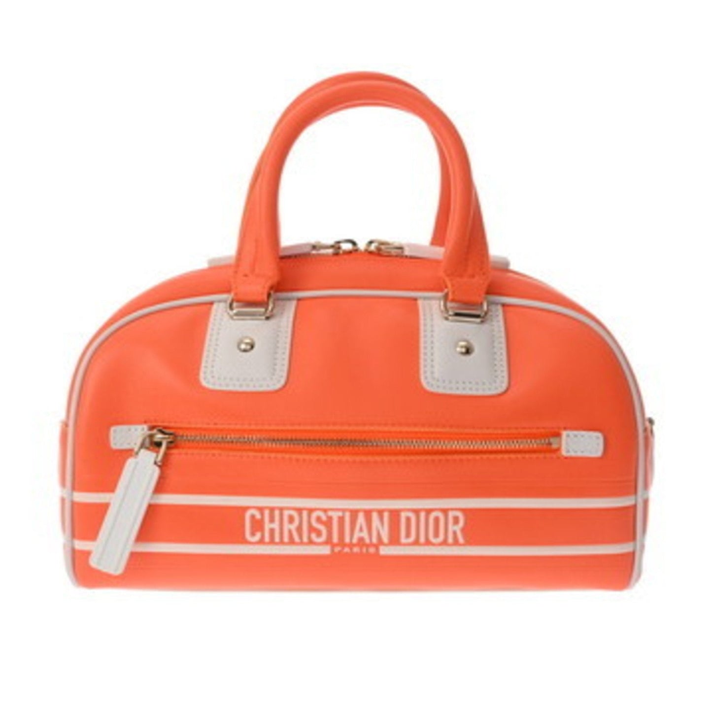 Dior Handbag Christian Leather White Orange