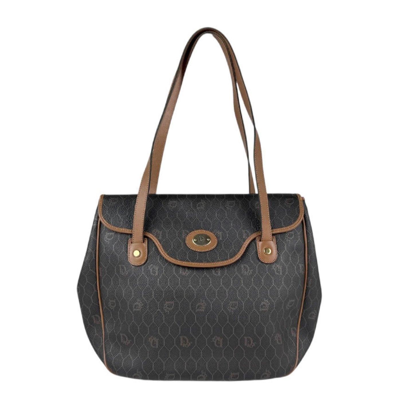 Dior Handbag Christian Pvc Shoulder Bag Leather Brown
