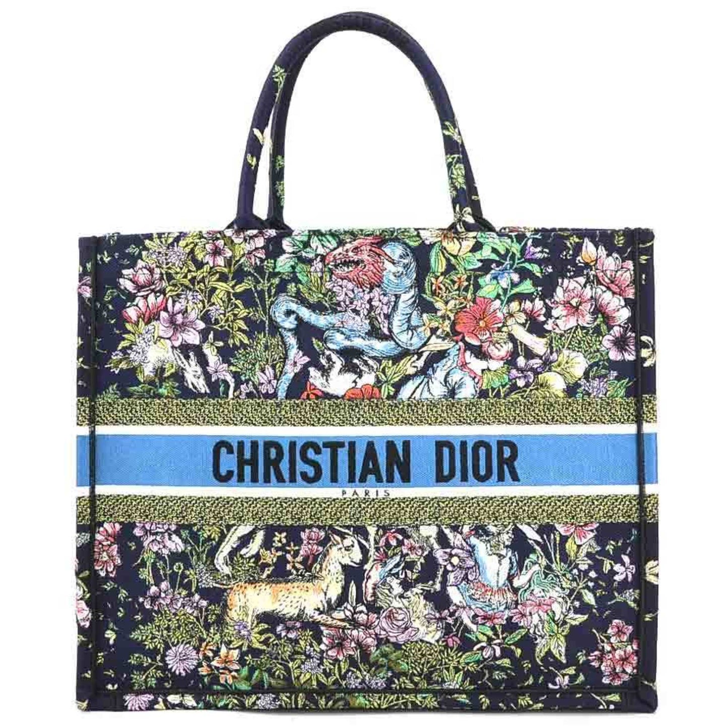 Dior Handbag Christian Tote Bag 6 Canvas Blue Navy