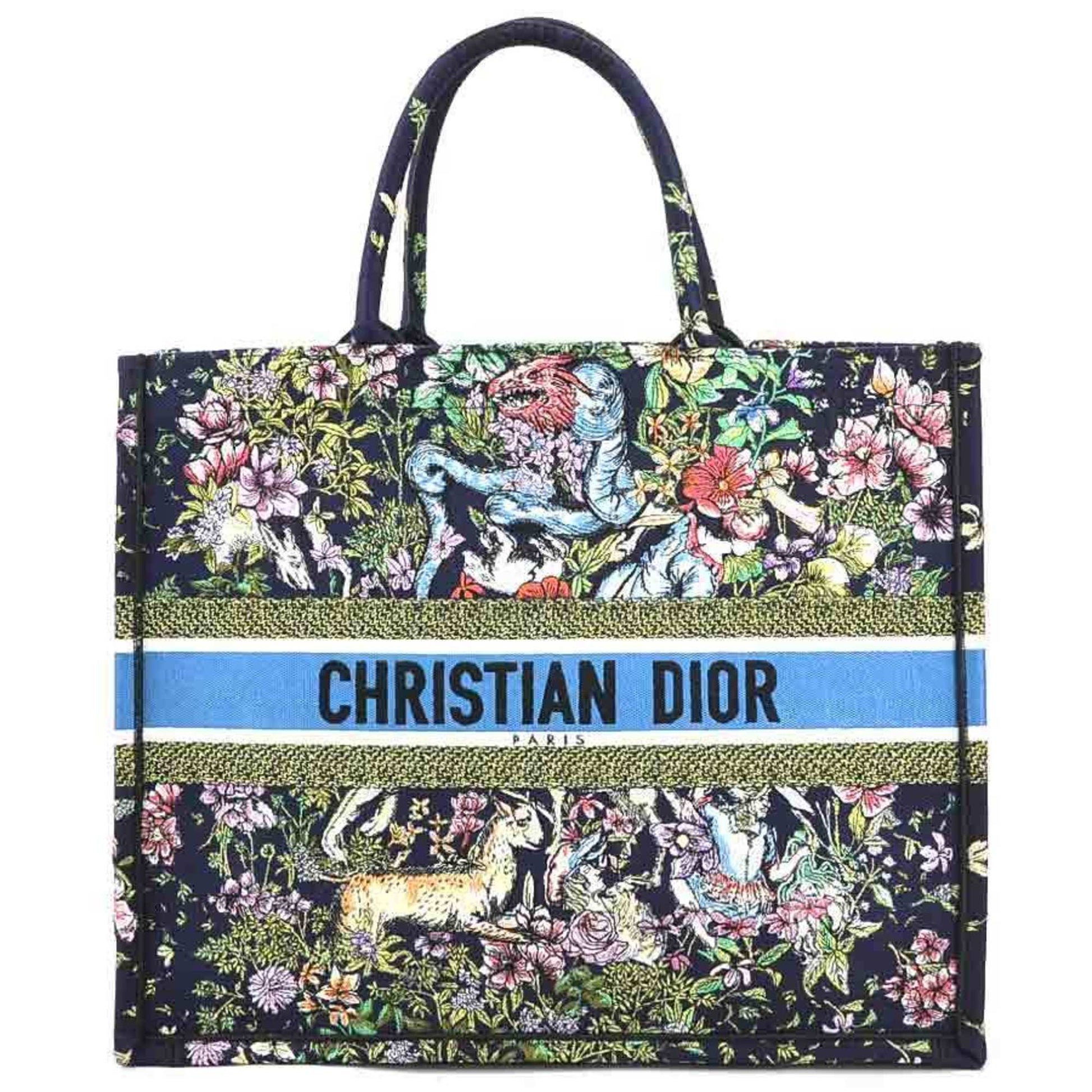 Dior Handbag Christian Tote Bag 6 Canvas Blue Navy