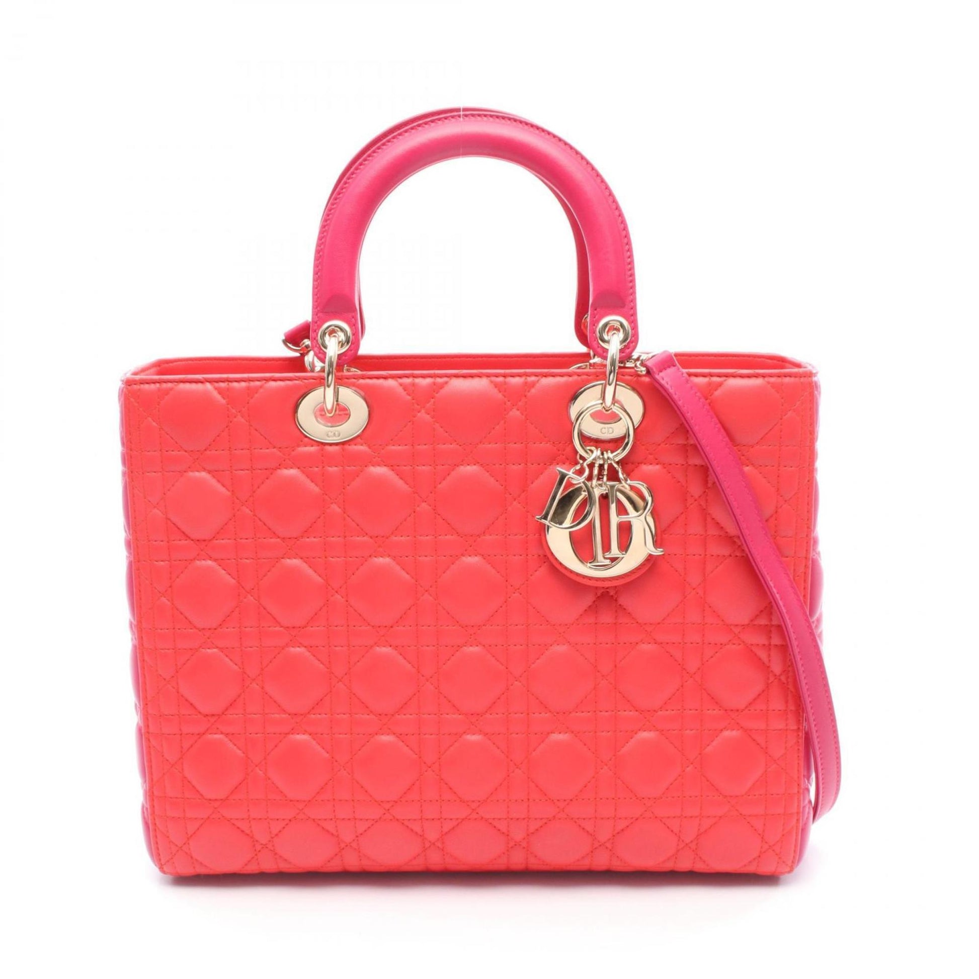 Dior Handbag Christian Color Leather Red Pink