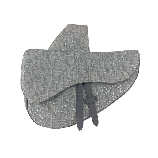 Dior Handbag Christian Saddle Bag Shoulder Bag Canvas Gray