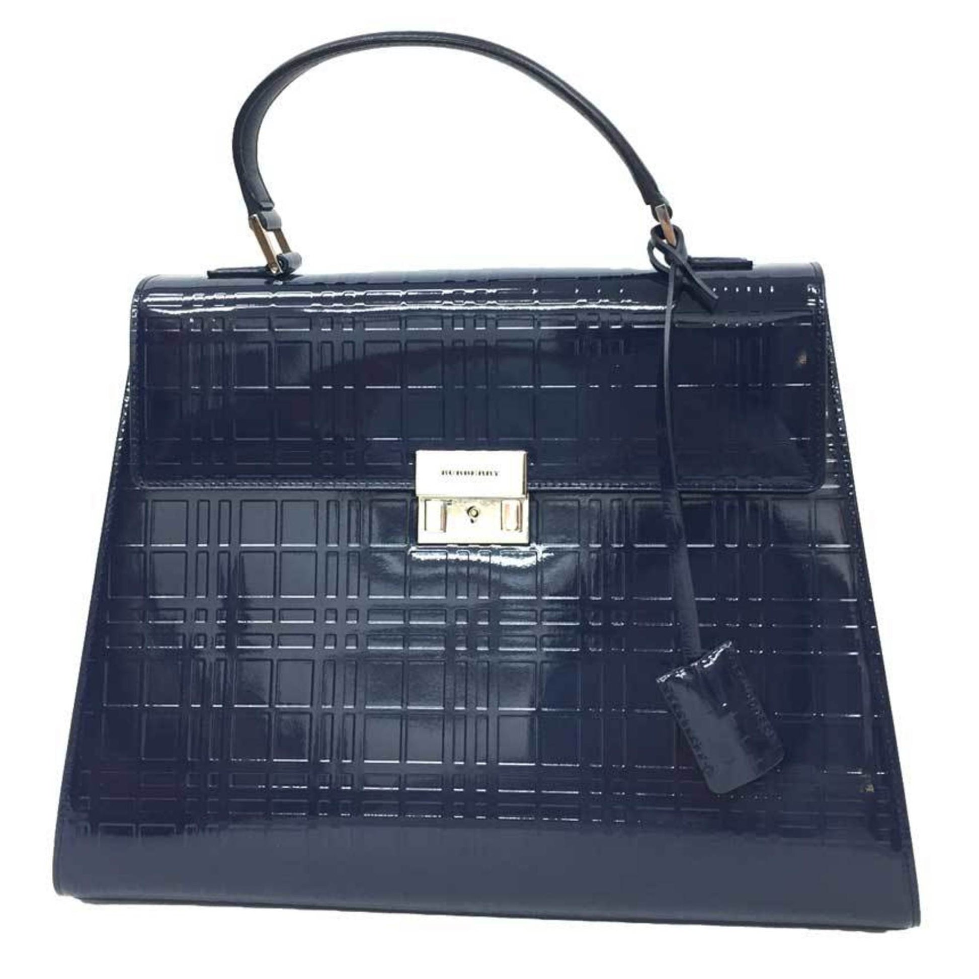 Burberry Handbag Tote Bag Leather Patent Navy