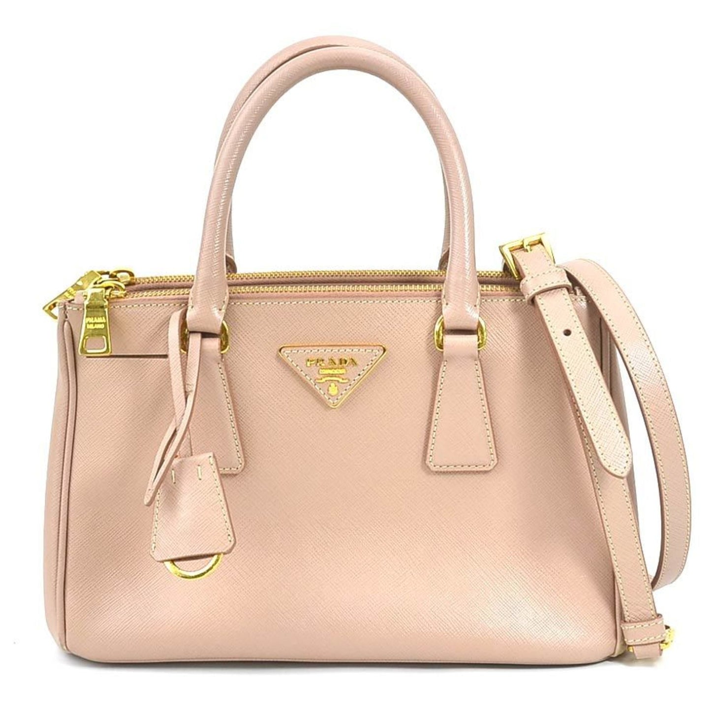 Prada Handbag Shoulder Bag Ladies Leather Beige Pink