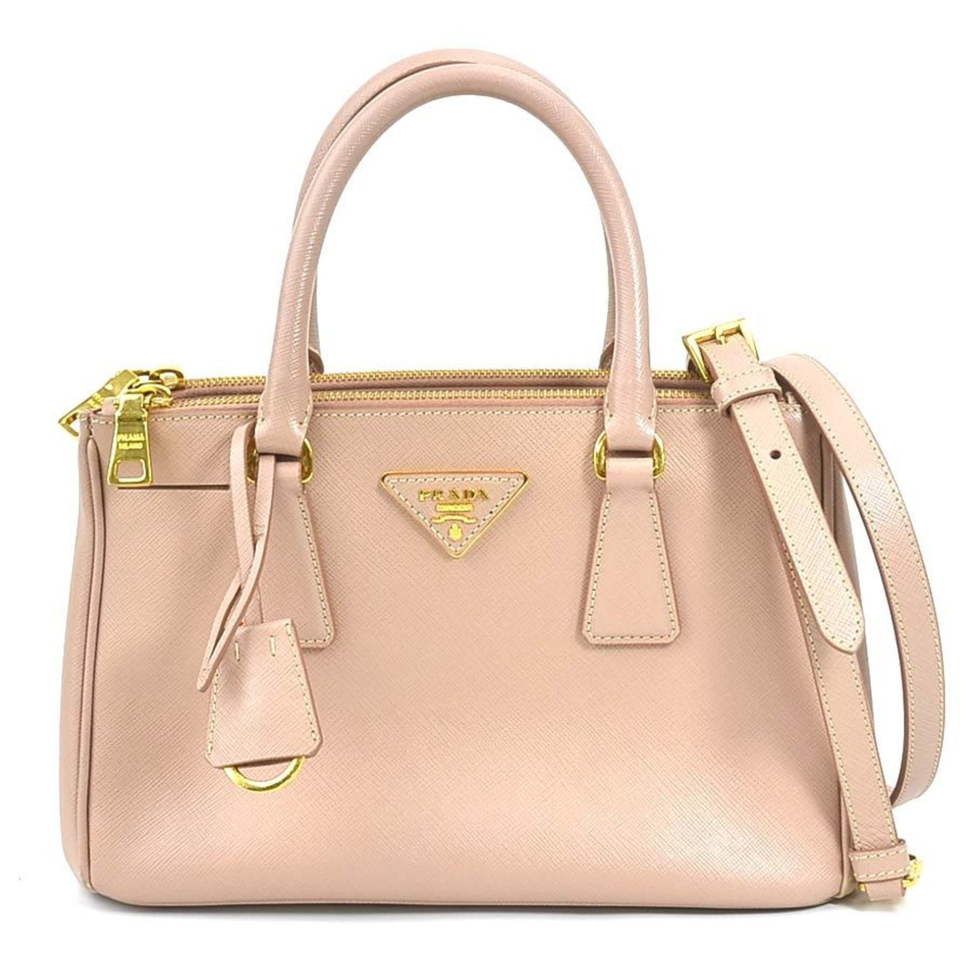 Prada Handbag Shoulder Bag Ladies Leather Beige Pink