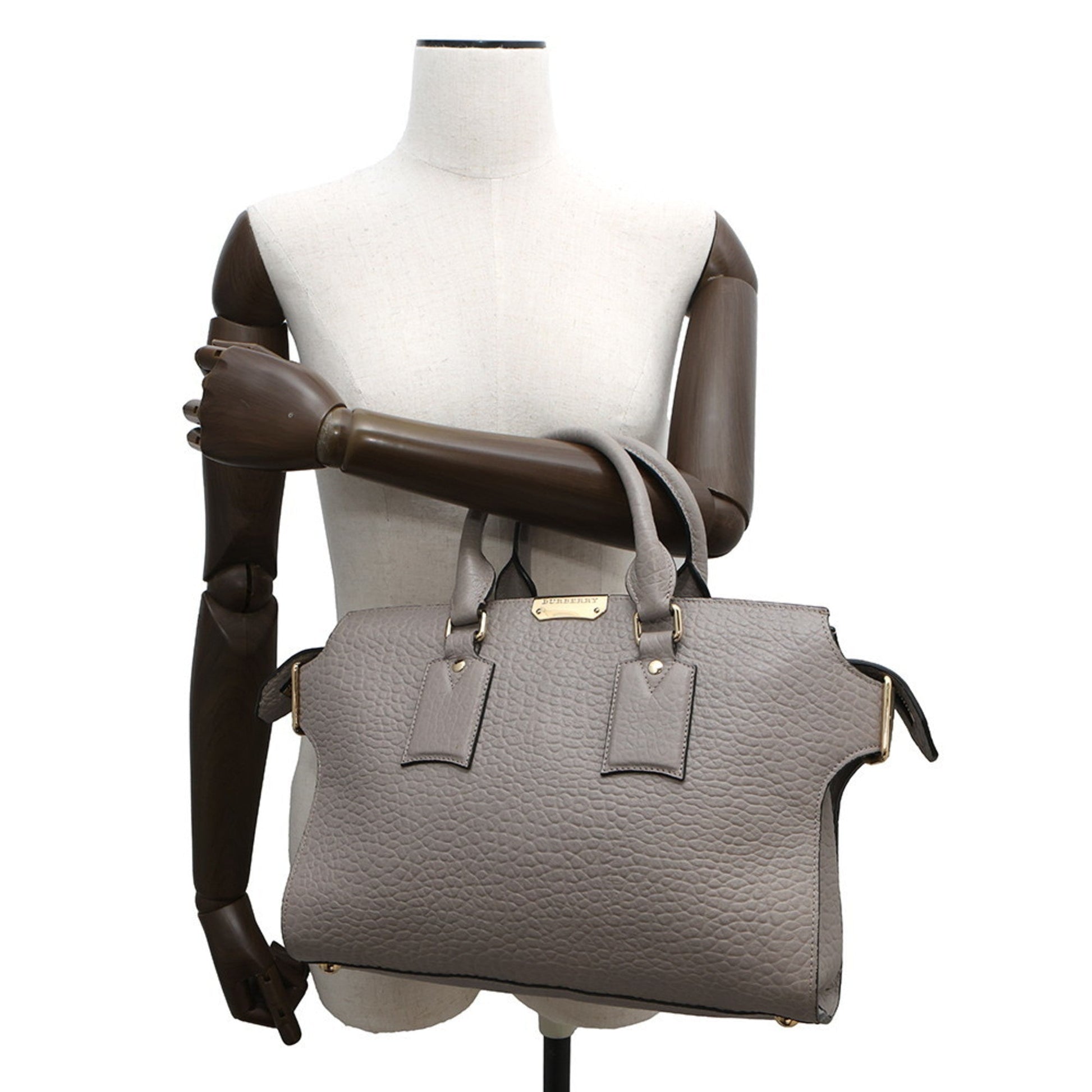 Burberry Handbag Shoulder Bag Leather Gray