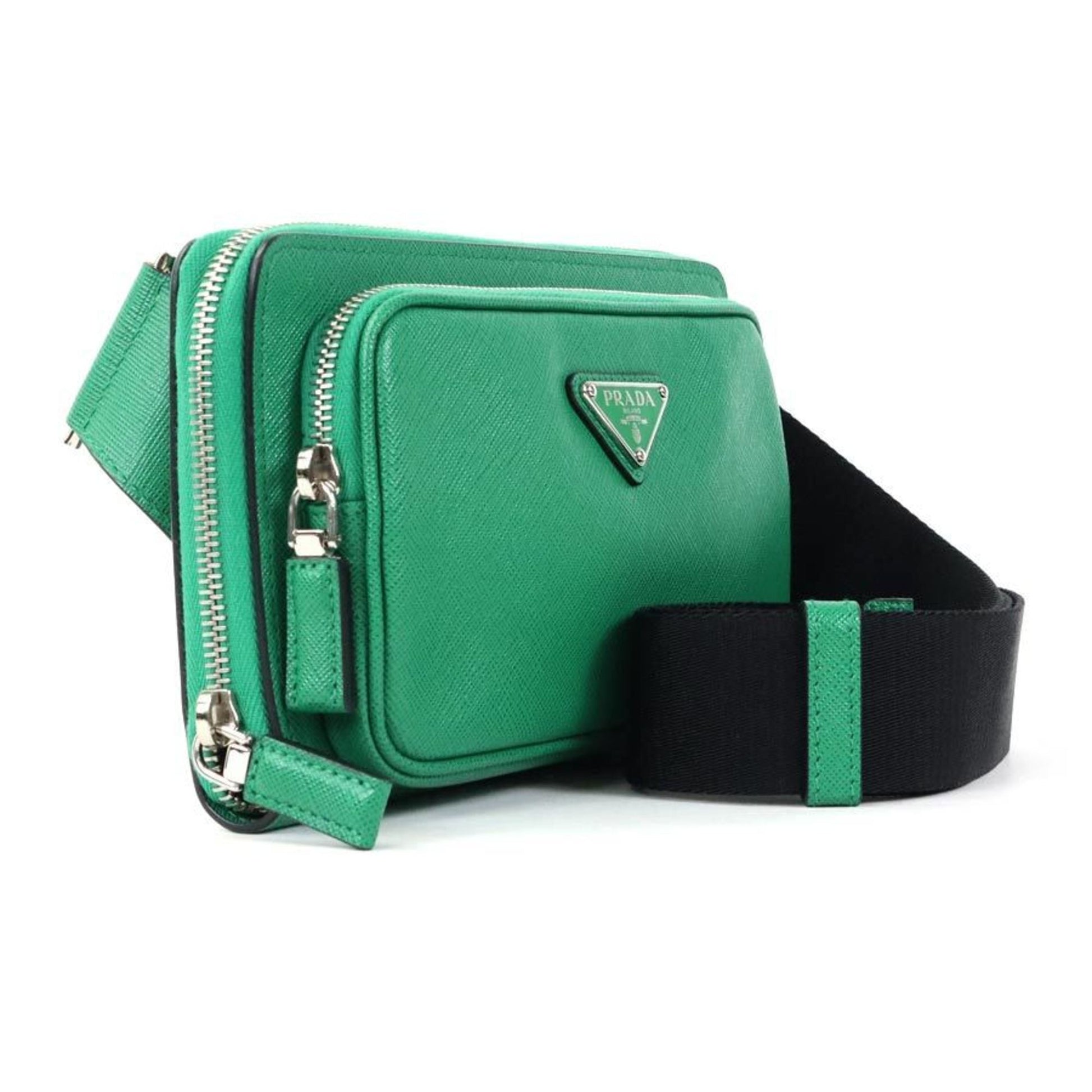 Prada Waist Bag Body Unisex Leather Green Travel Bag